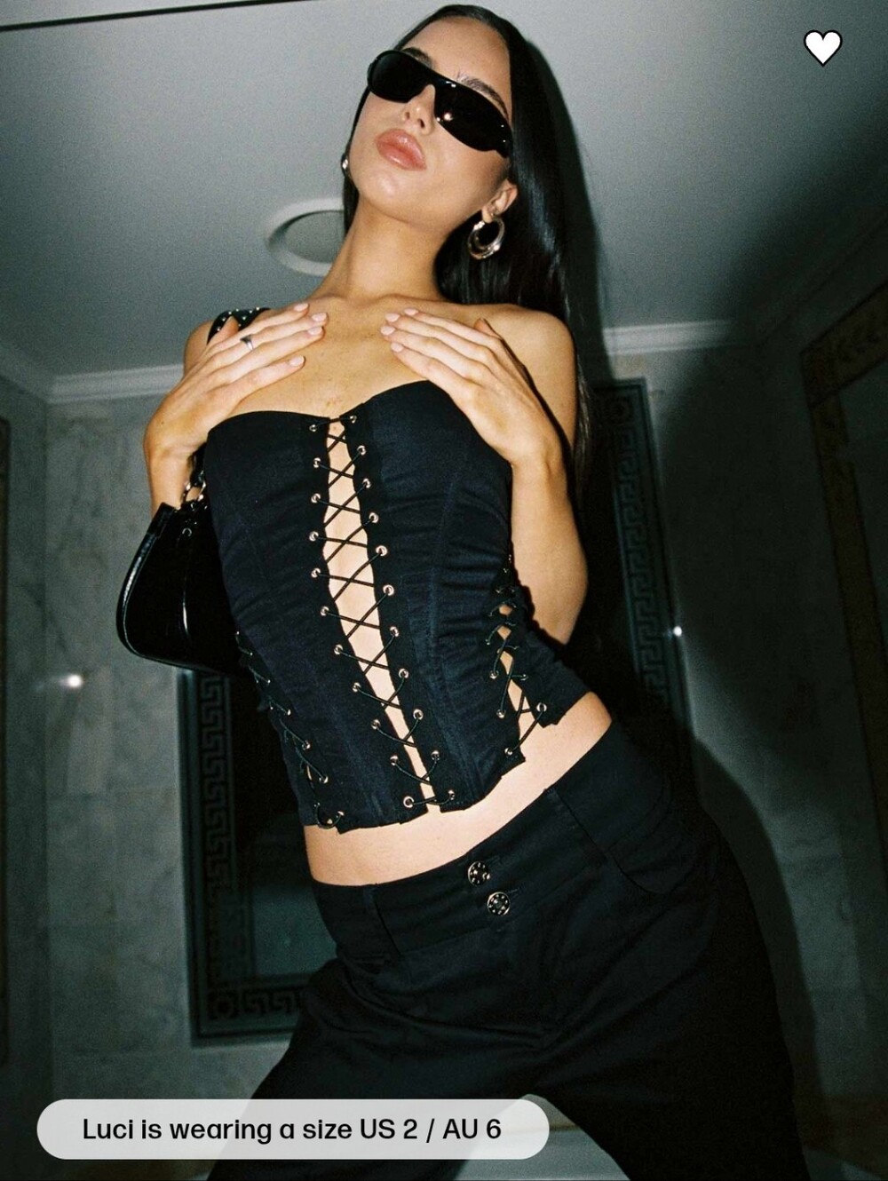 Strapless lace-up Eden corset top in black